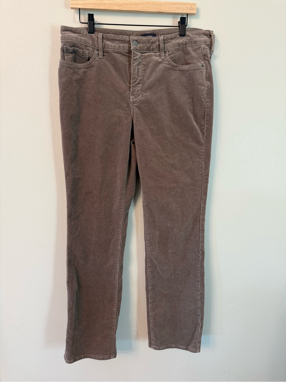 NYDJ Marilyn Corduroy Straight Leg Pants Saddlewood Beige Camel Size 12 - Picture 4 of 8